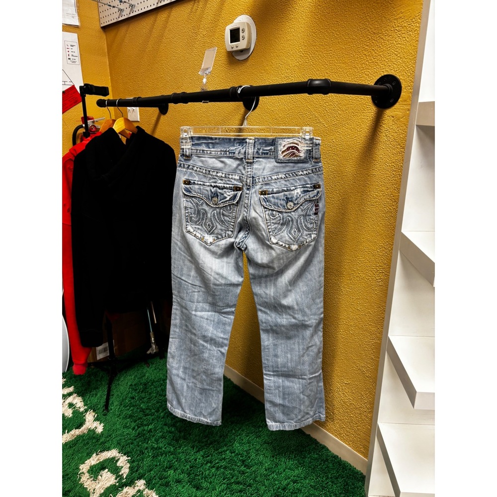 MEK Denim Oaxaca Womens 29/34 Distressed Light Wash Straight Leg Jeans Y2K Style